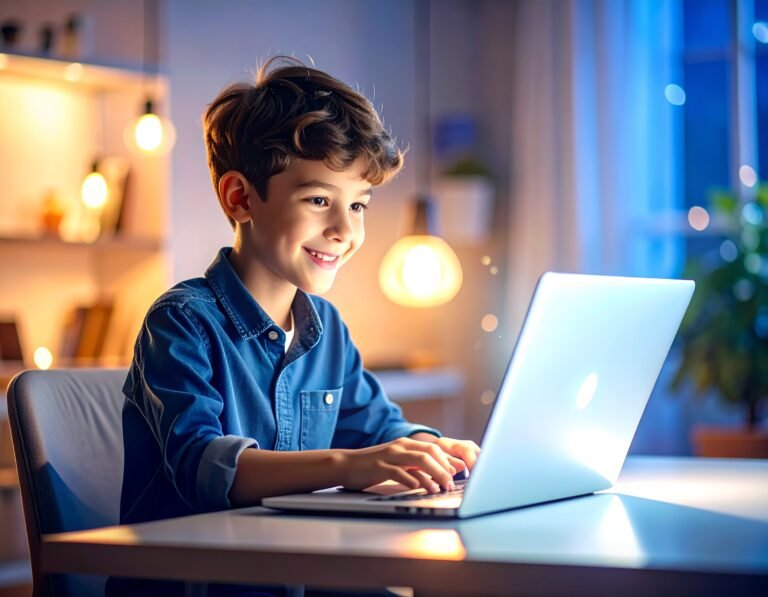 Firefly_a boy using windows laptop 505274