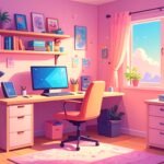 Firefly_a desktop setup, table, chair, teenager room 551013